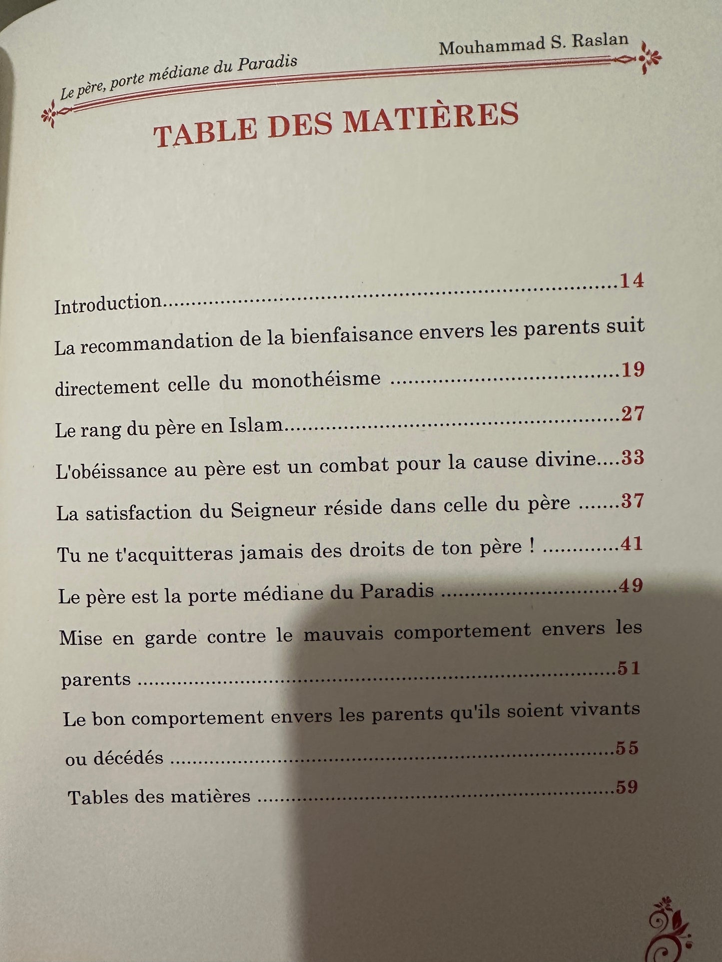 Le père porte médiane du paradis - Cheikh Raslan - éditions les pieux prédécesseurs (bilingue français/arabe)