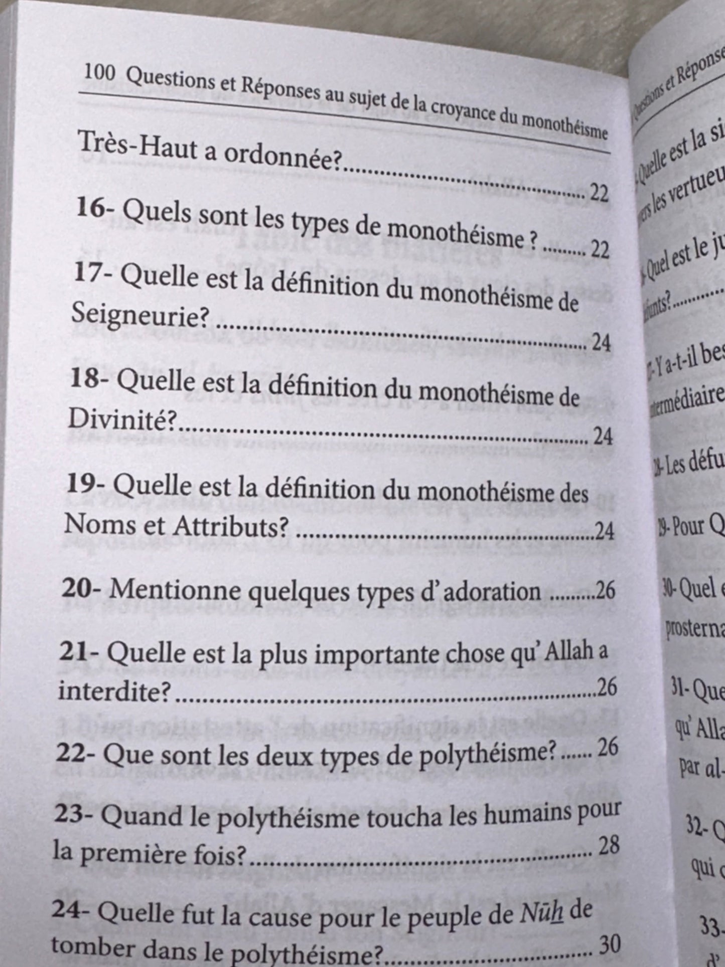 100 Questions Et Réponses AU SUJET DE LA CROYANCE DU MONOTHÉISME (Français-Arabe)