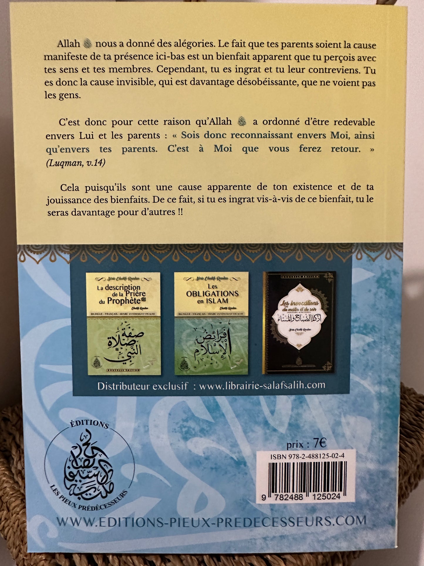 Le père porte médiane du paradis - Cheikh Raslan - éditions les pieux prédécesseurs (bilingue français/arabe)