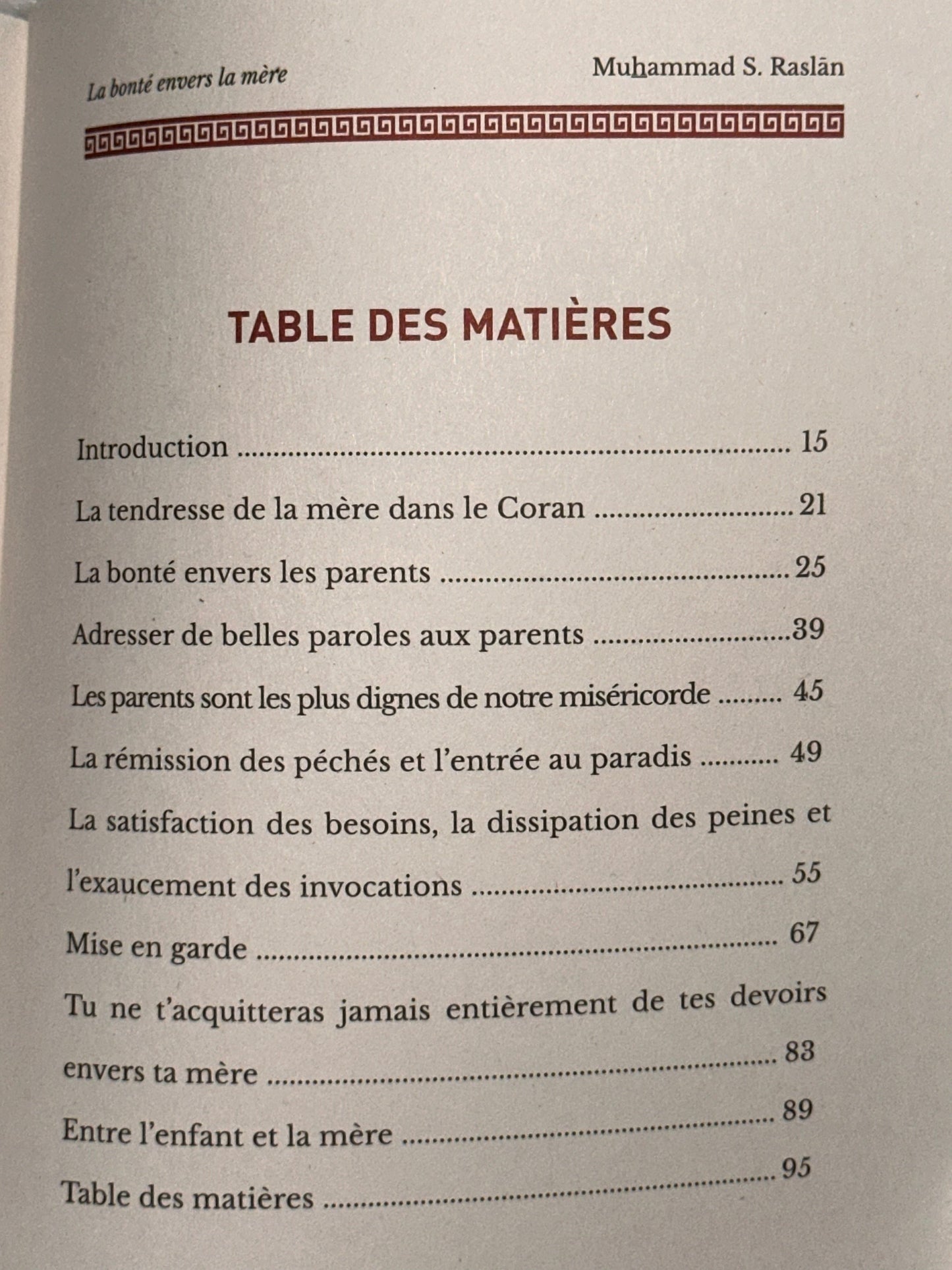 LA BONTÉ ENVERS LA MÈRE - MOHAMMED SAID RASLAN - ÉDITIONS PIEUX PRÉDÉCESSEURS